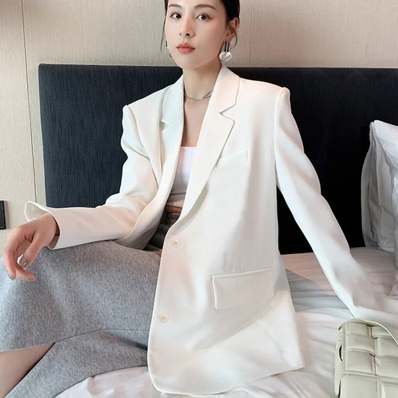 

Casual Black Suit Jacket 2025 Early Spring Autumn New Style Elegant Design Small Size Women's Thick Polyester Fabric