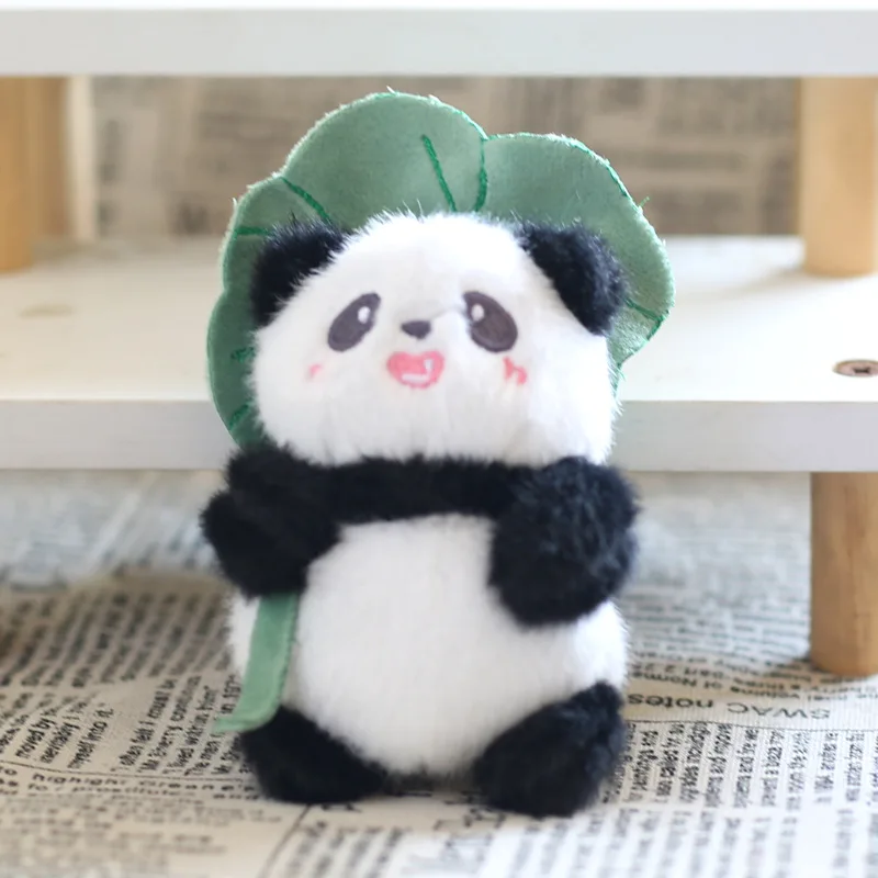 Cute Cartoon Children's Green Lotus Leaf Giant Panda Doll Key Chain Car Bag Pendant Accessories Gift