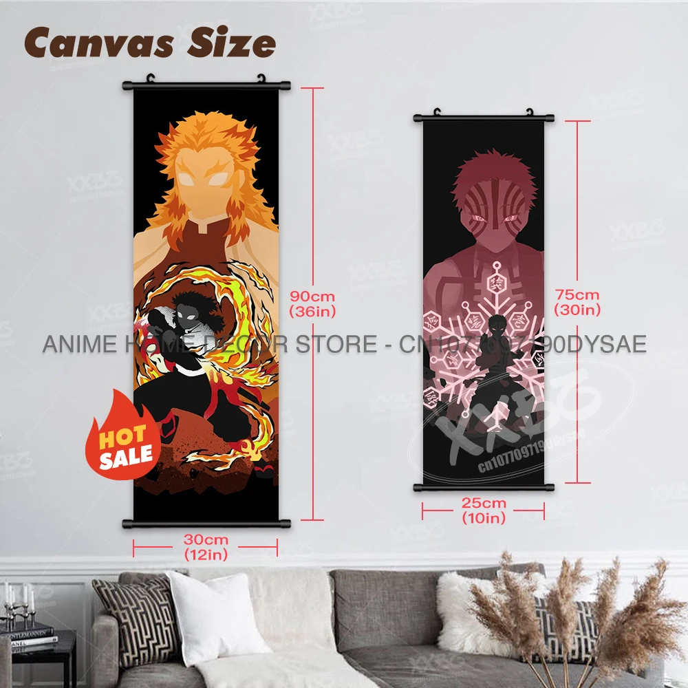 Póster de Demon Slayer para decoración del hogar, pintura colgante de Anime Kamado Tanjirou, Agatsuma Zenitsu, rollos de imagen, Kibutsuji Muzan, arte de pared