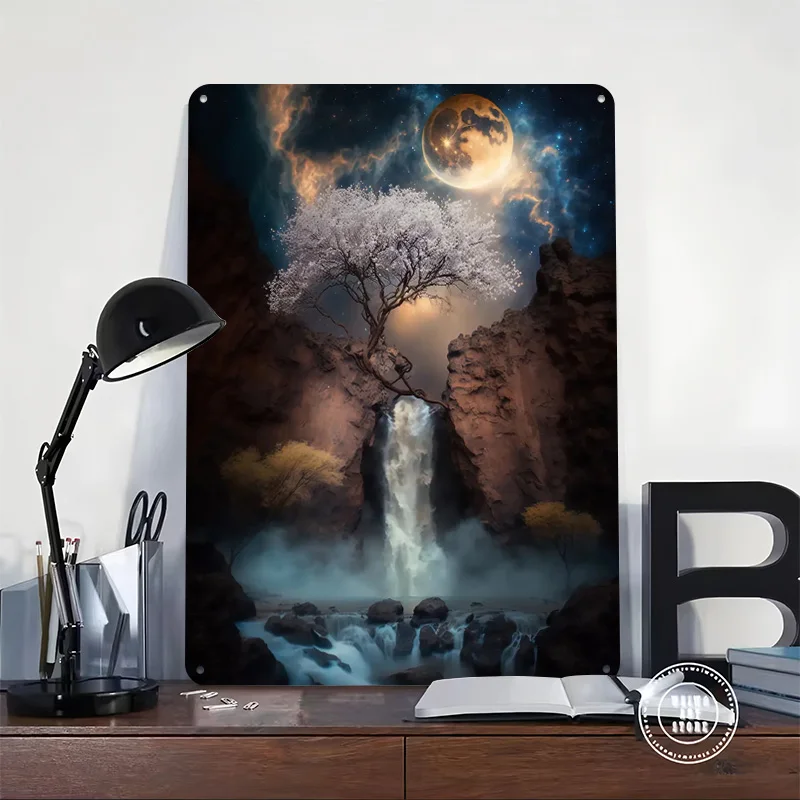Mystic Waterfall Metal Poster Perfect Gift for Fans Lovers Personalized Wall Art Metal Sign for Bedroom Decoration Room Decor