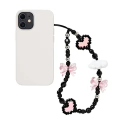 HERLOOK Pixel Heart Phone Straps Bowknot Phone Charm Y2K Accesories Korean Clouds Chain for Cellphone Cute Jewelry