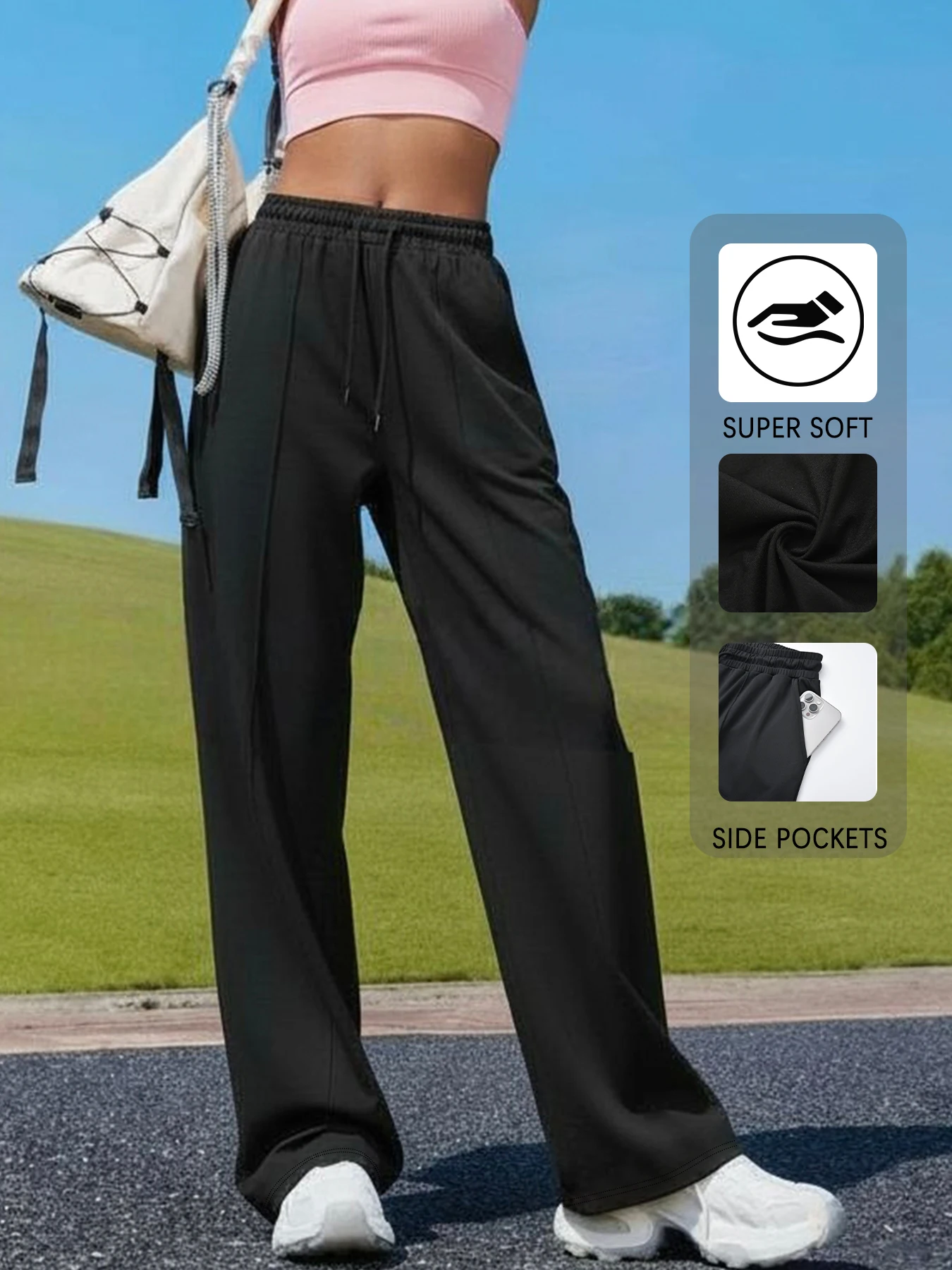 

Womens Wide Leg Sweatpants with Pockets Loose Fit Athletic Sweatpants