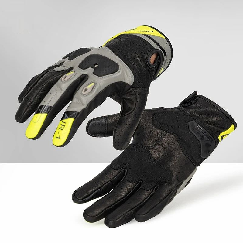 For Motorcycle T1X Leather Gloves Breathable Touchscreen Anti-Fall All-Season No-Drill Accesorios Moto