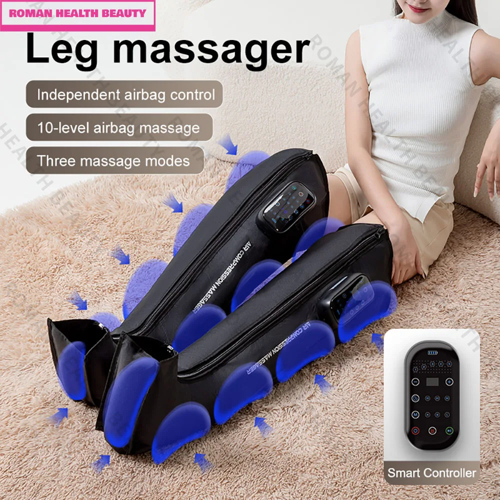 

Portable Wireless Electric Leg Massager Air Compression 360Press 10 Levels 3 Modes Heat43C Airbag Foot Calf Thigh Remote Therapy