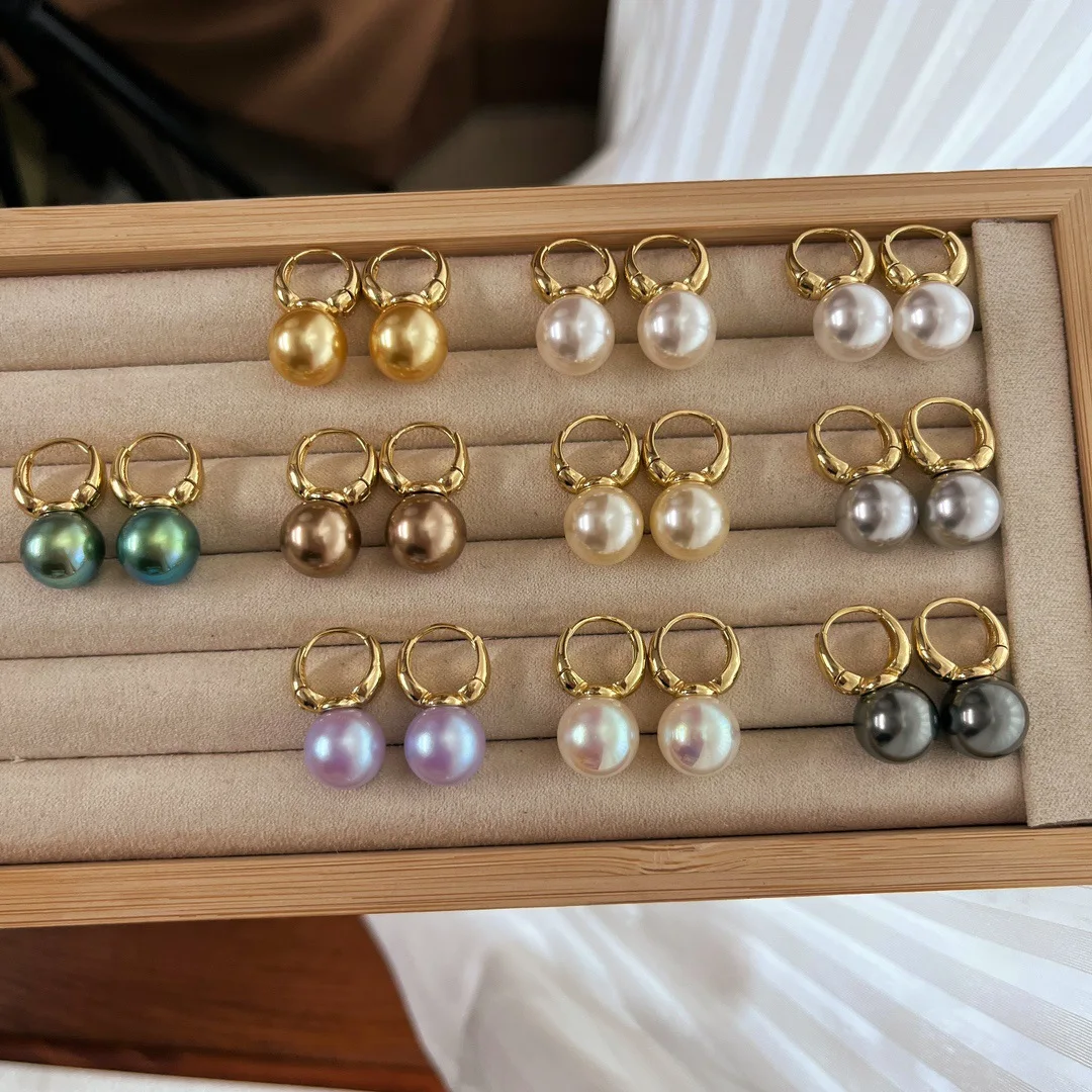 

10 Colors Malachite Green Tahitian Black Shijia Shell Pearl Earrings