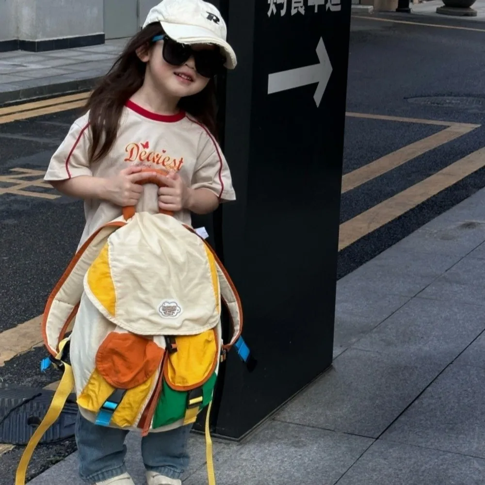 ナイロン子供用バックパック巾着軽量学生スクールバッグ大容量マルチポケット親子バッグデイパックブックバッグ