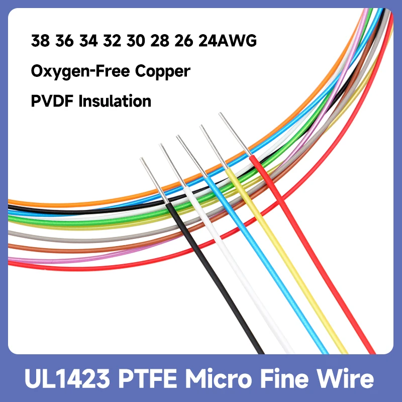 5/10/50/100m PTFE Silver Plated Single Core Cable 38 - 24AWG PVDF Insulation High Temperature Electronic UL1423 Micro Fine Wires