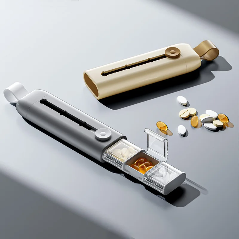 

Portable, detachable push-pull pill box, portable medicine storage box,sealed large-capacity pill organizer for threemeals a day