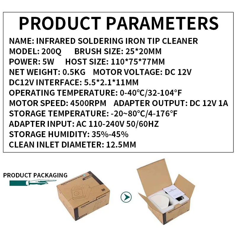 200Q 5W Infrared Sensor Smart Induction Soldering Iron Tip Refresher Welding Nozzle Cleaner Repair Automatically Operate
