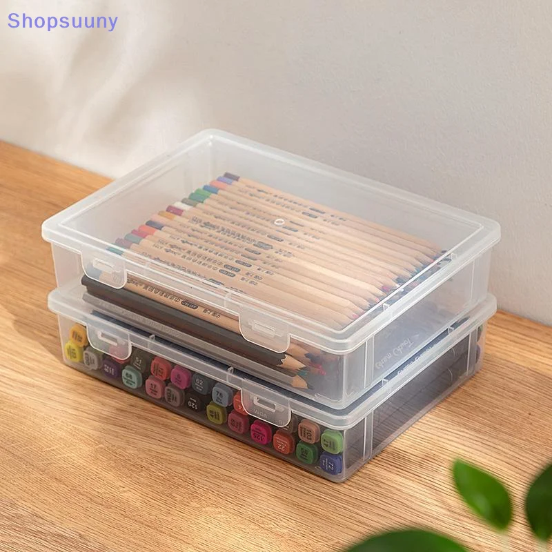 [SU]Large Capacity Pencil Case Transparent Plastic Notebook Sketch Marker Colored Lead Painting Storage Box School Supplies[SU]