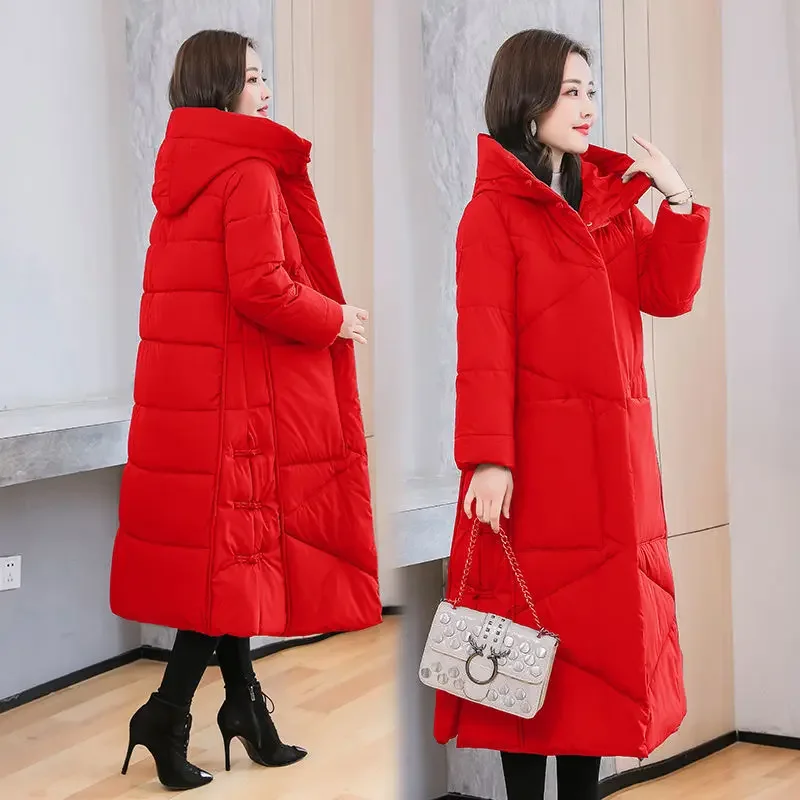 New Women Cotton Long Coat Winter Jacket Female Thick Warm Parkas Hooded Outwear Large Size Overcoat