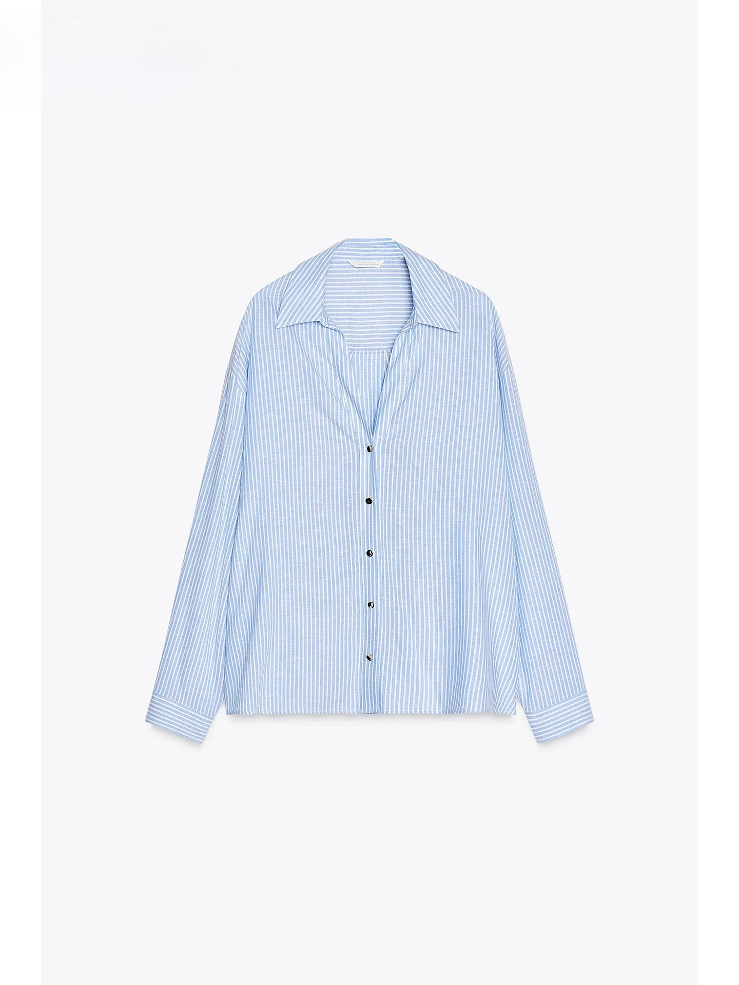 

ZAPRHA 2025 г., новинка свободного льна, полосатый длинный све с отложным воротником ort irt, женский ленивый Sle, удобный крой, летний ирт