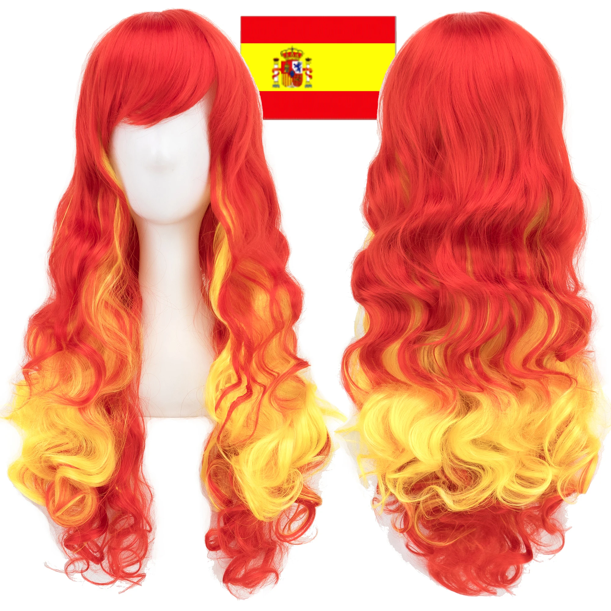 Soowee FR Flag Blue White Red Design Hair Cosplay Wigs with Bangs Halloween Costume Wig