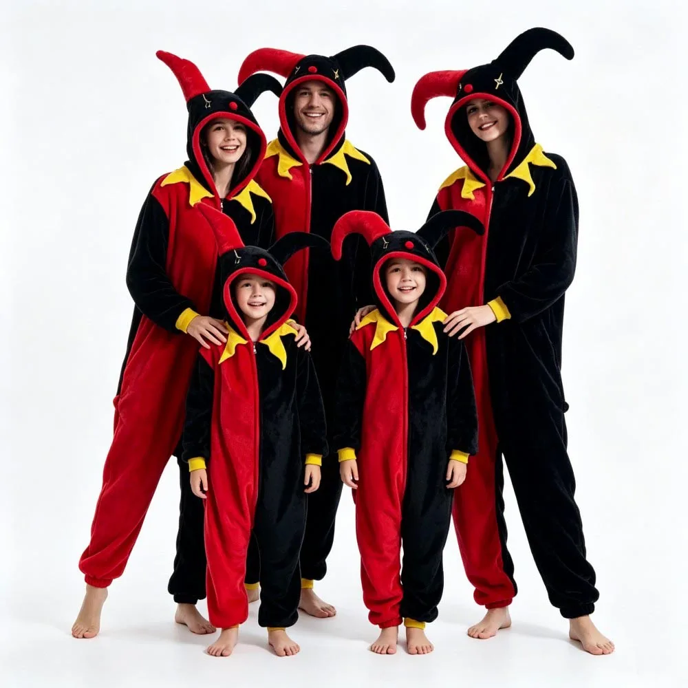 Pijama de una pieza con capucha para cosplay de adulto, de franela cálida, para hombre y mujer, con diseños de esqueleto, calabaza, payaso, unicornio, para dormir en casa en Halloween.