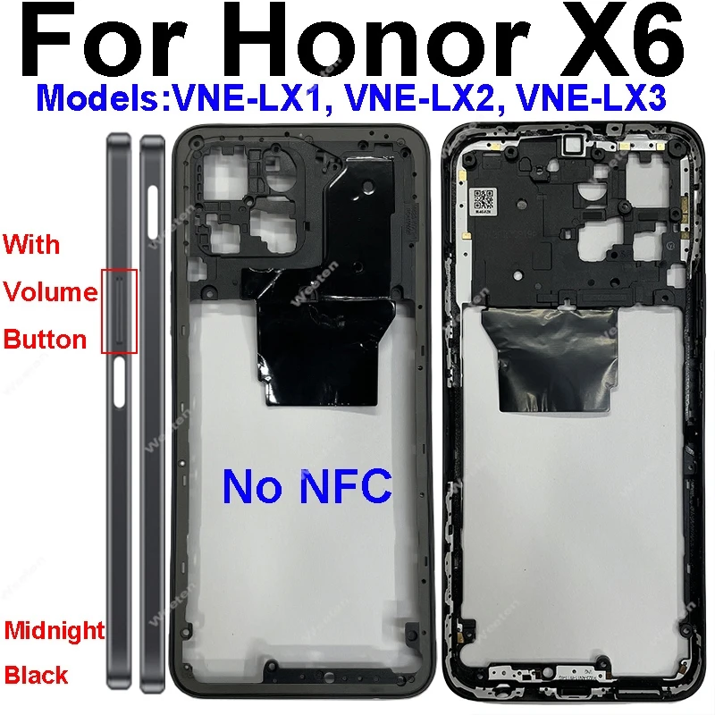 For Huawei Honor X6 VNE-LX1 Middle Frame Housing Middle Frame Bezel Cover with Side Button Replacement Repair Parts