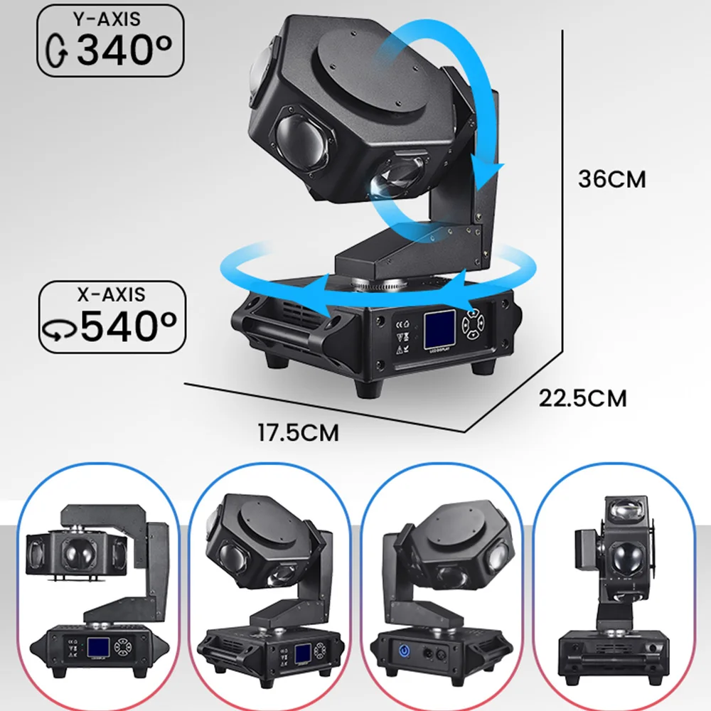 KEMAX 6X40W Fascio LED Testa mobile 240W UFO DJ Feste Luce 3 assi RGBW Strobe DMX Discoteca Luce da palco Effetto luce per Club Show