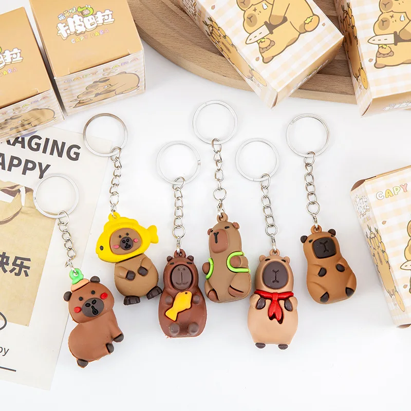 Cute 24pcs/Set Capybara Figure Blind Box Anime Capibara Figures Doll Keychain Pendant Decoration Toy for Children Christmas Gift