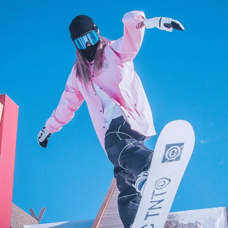 Ldski jaquetas de esqui cor sólida inverno quente terno impermeável à prova vento térmico ao ar livre neve esportes snowboard casaco feminino