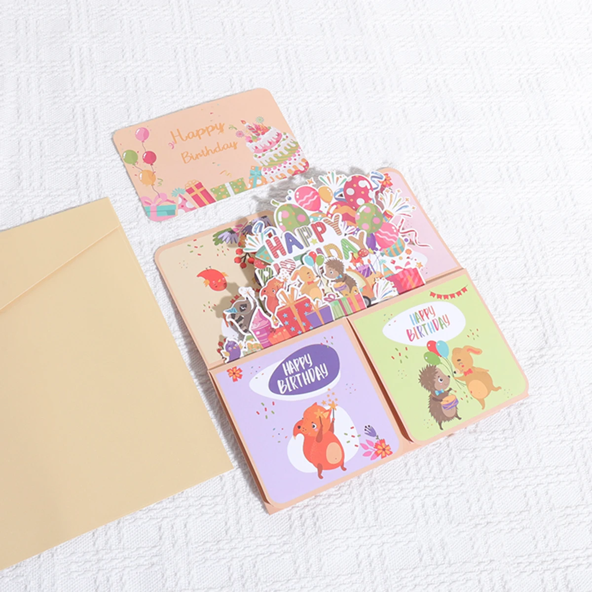 Biglietto d'auguri pop-up 3D, tema animale, confezione regalo con scultura in carta fatta a mano, biglietto per esprimere gratitudine e benedizioni