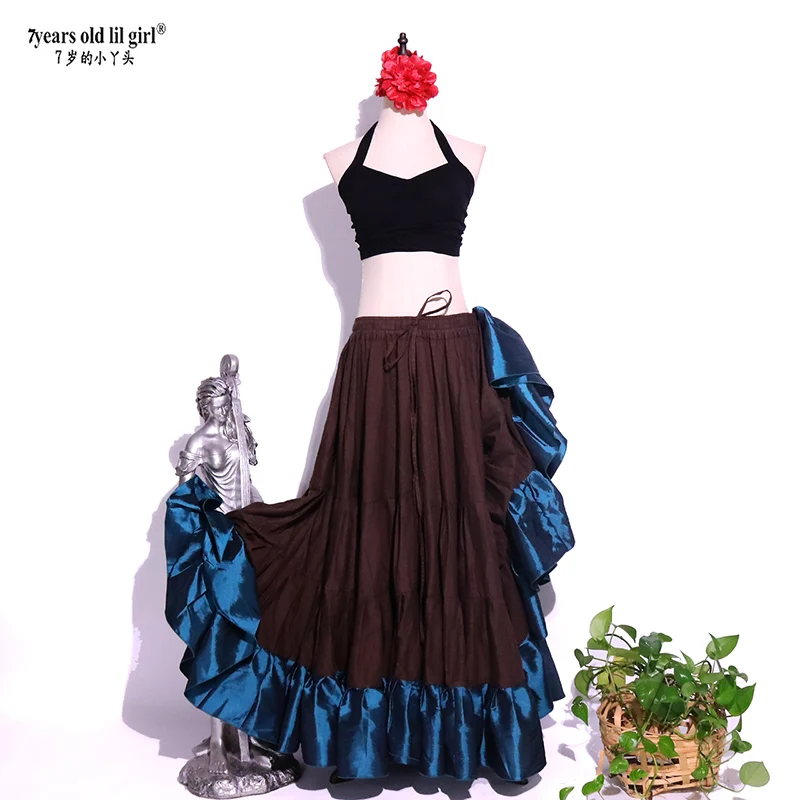 Gonne tribali di danza del ventre ATS Performance Cotone Flamenco Abbigliamento Lungo Full Circel Gypsy CWW20