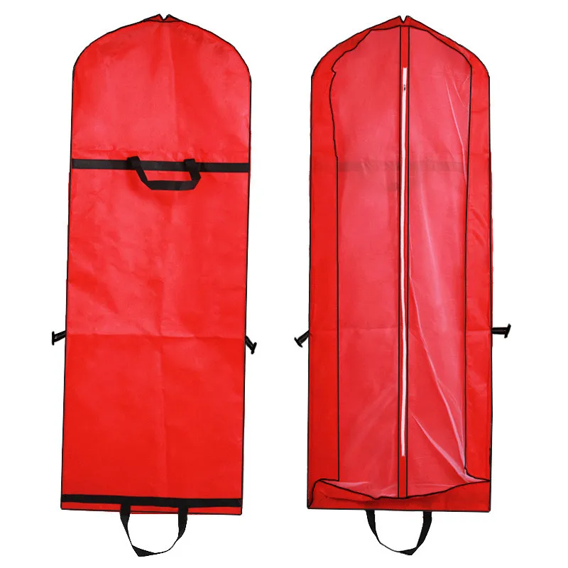 Sac de rangement pour robe de mariée Non tissée, housse de protection anti-poussière, Simple fermeture éclair latérale, pliable, double usage, garde-robe longue pour mariée