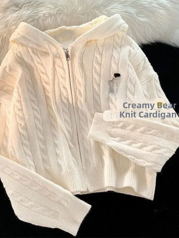 

Korean Sle ey Twisted Zipper Knitted Sweater Coat Women's Spring Autumn Slimming Lazy Soft Versatile Open Cardigan Top