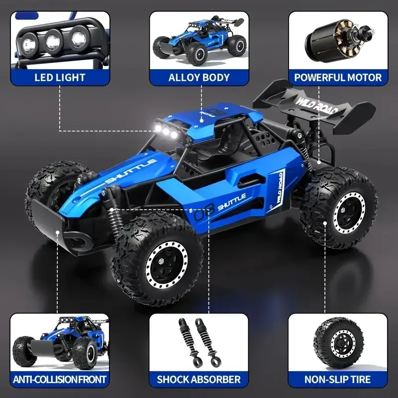 Rc Cars 2WD Off-Road 1:16 RC Truck All Terrain 2.4G Elektrische RC Auto Hoge snelheid 20 km/u Afstandsbediening Auto met LED-verlichting Kid Toy