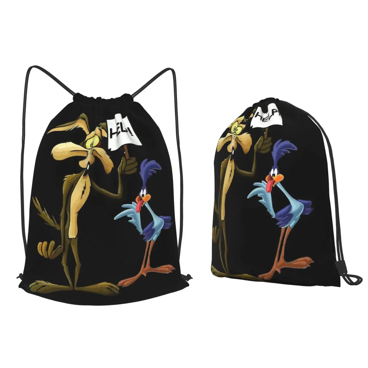 

Roadrunner Coyote Backpacks Portable Drawstring Bags Sundries Bag Book Bags for Man Woman Students
