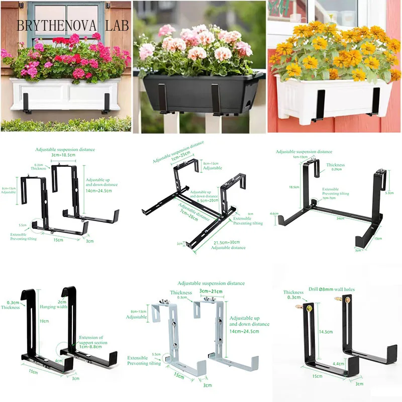 1 Pair Hanging Flower Planter Hooks Plant Pot Box Holders Adjustable Hanger for Basket Flower Balcony Yard Garden Wall Decor