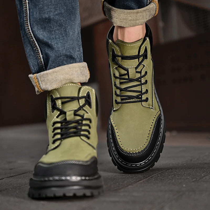 

Handmade Men Boots Ankle Winter Leather Shoes Autumn Outdoor Hiking Boots Sneakers Hombres Botas High Top Footwear Anti Slip
