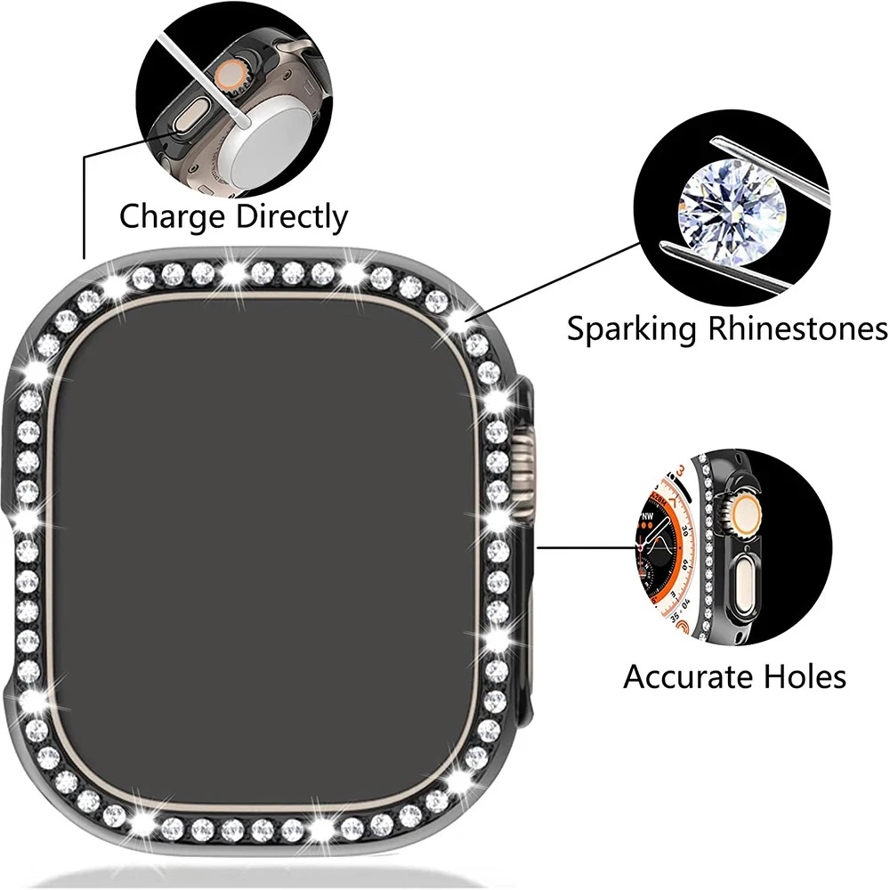 img Diamond Case For Apple Watch Cover 9 8 7 41mm 45mm 44mm 40mm Bling Bumper Protector Shell For iWatch Series 8 3 4 5 6 SE