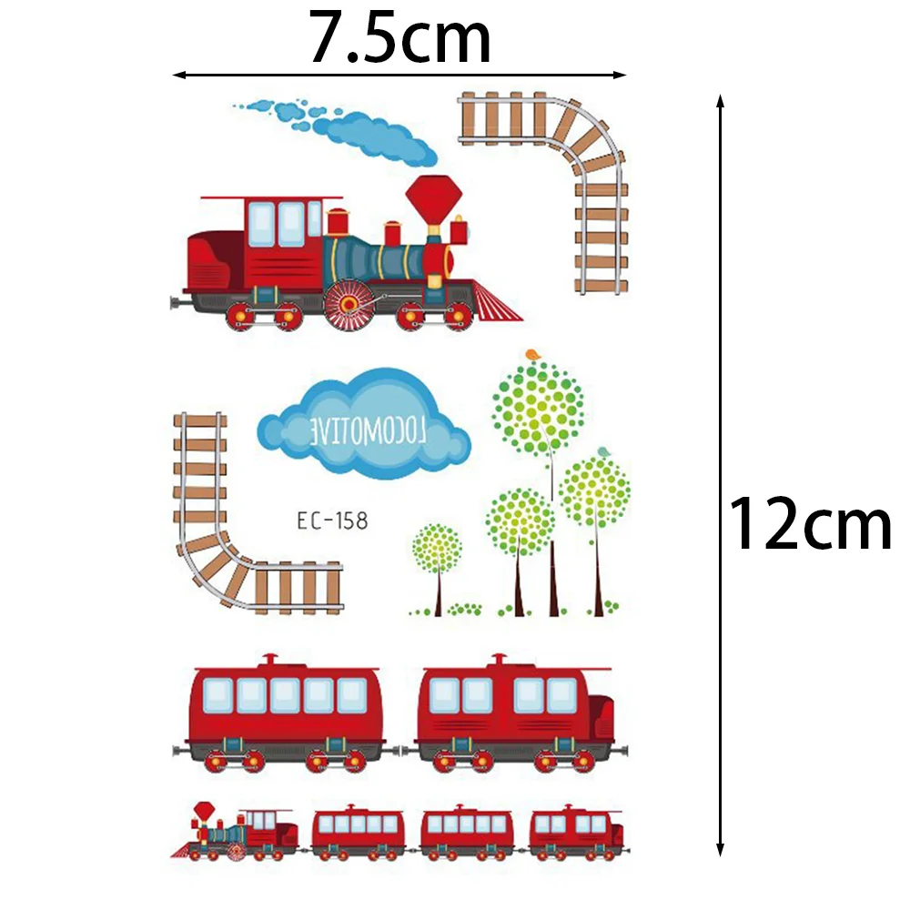 Train Temporary Tattoos for Kids Train Birthday Decoration Waterproof Railway Fake Tattoos Party Favor Supplies