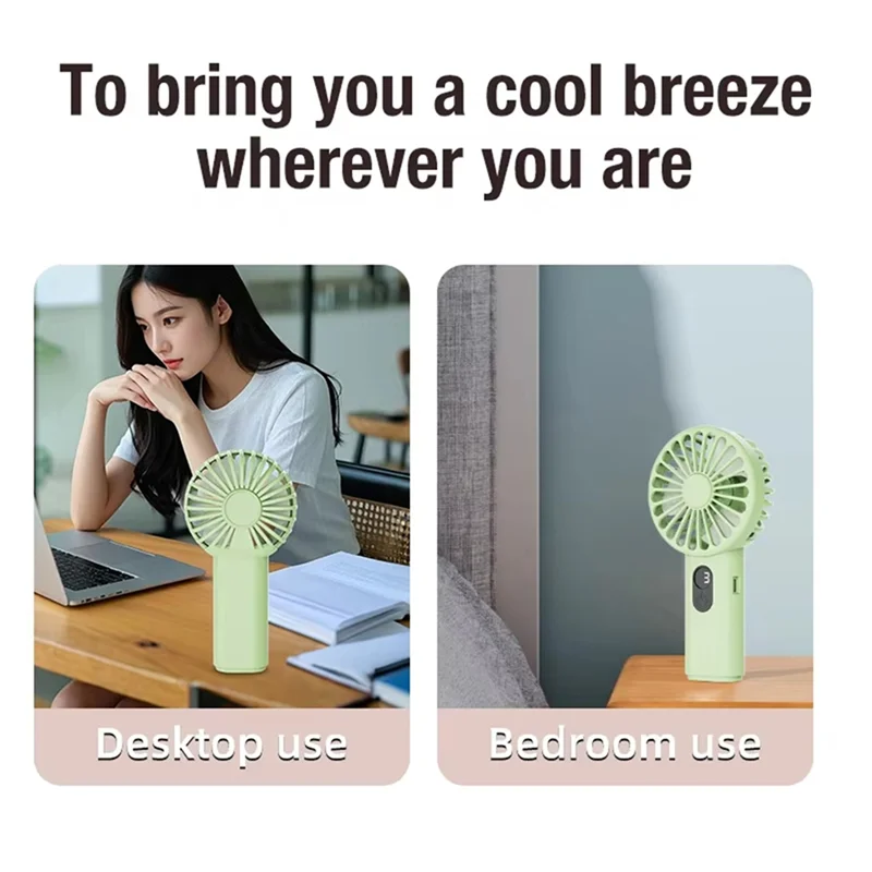 ABVA-USB Powered Handheld Mini Fan 3 Speed Quick Charging Portable Fan With Digital Display For Indoor Outdoor Makeup Travel Gre