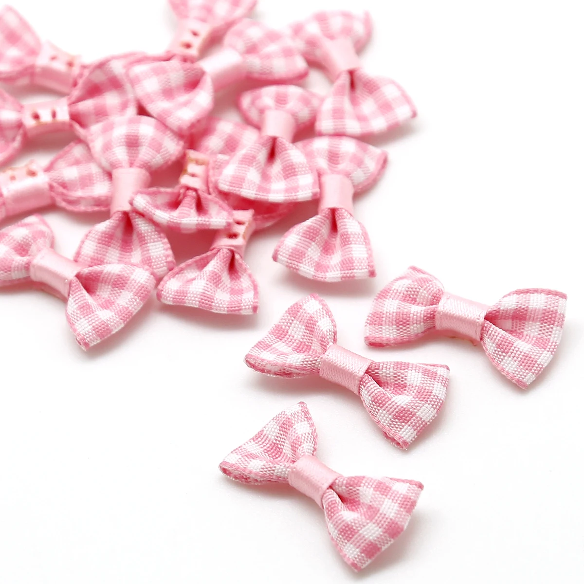 25-50pcs 3x1.5cm Multicolor Lattice Bows Plaid Small Bow Knot Christmas Festival Party Home Decor Clothes DIY Sewing Accessories