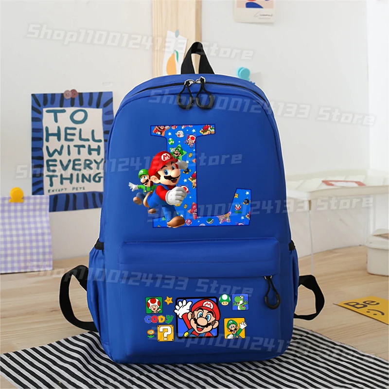 لطيف ماريو رجل حقيبة الظهر لعبة رسائل A-Z أنيمي بنين طالب القرطاسية تخزين حقيبة الظهر حقيبة مدرسية للأطفال الظهر مدرسة حفلة هدية #2