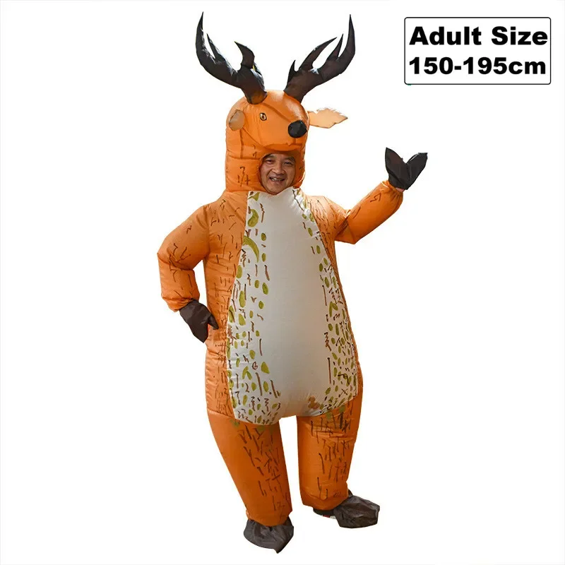 Costume de cerf Milu gonflable pour hommes et femmes, carnaval de vacances, Noël, cosplay de dessin animé, modèle imbibé, adulte, fête d'anniversaire, accessoire de scène