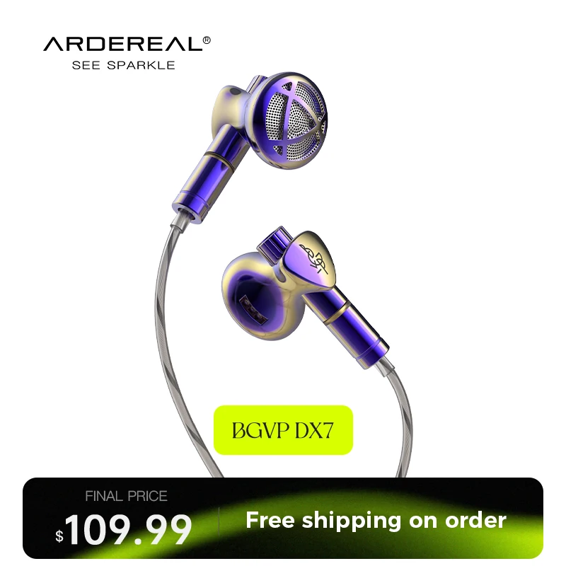 

BGVP DX7 Flagship Tunable Flat Head Earbuds, 14.2mm Dynamic Driver Wired HiFi Earphone Gaming Earbuds for Musicians