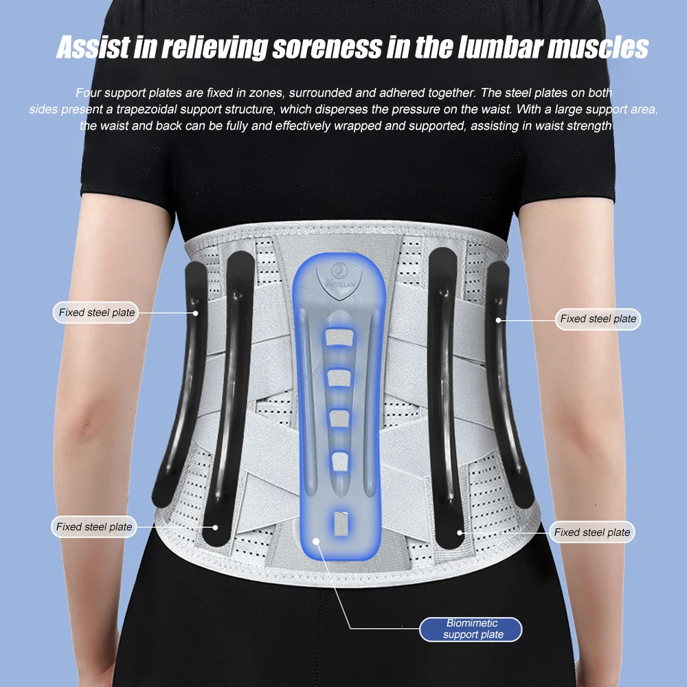 Back Brace for Lower Back with 3D Lumbar Pad, Lumbar Support Belt with Biomimetic Widened Back Support Bar, for Herniated Disc