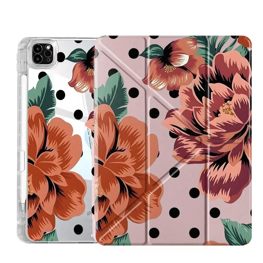 Flower Tablet Case For iPad Pro 2025 Mini 6 7 Pro 11th 10th 9th 8th 7th 12.9inch Air 4 5 M3 M2 1 2 M4 11inch Y-Fold Holder Cover