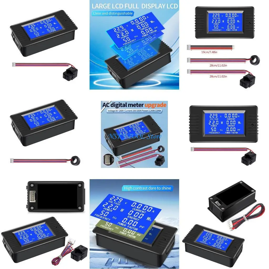 

L8RC 80-260V LCD Multimeter Current Power Energy Meter Voltmeter Ammeter