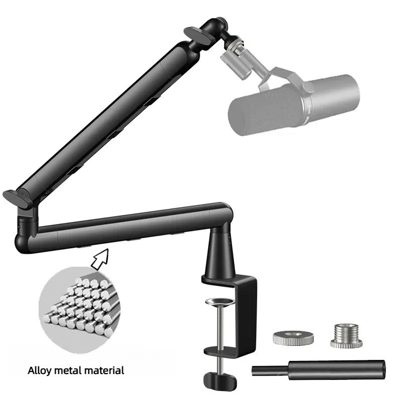 

Microphone boom arm 360°Rotatable Microphone Stand with Desk Mount, Foldable Desk Mic Arm with 3/8'' to 5/8'' Screw Adapter