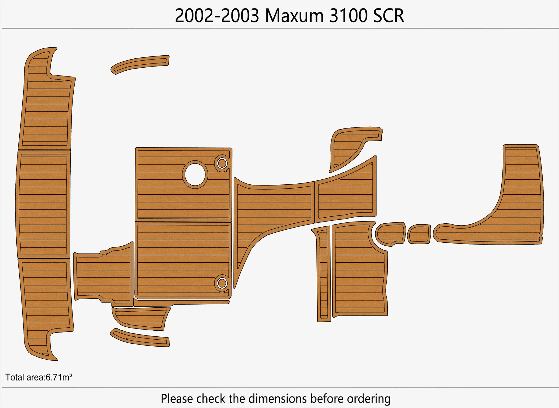 Non-Slip EVA Faux Teak Marine Mat Self-Adhesive 6mm Yacht Cockpit Pad for 2002-2003 Maxum 3100 SCR Boat Decking Easy Install