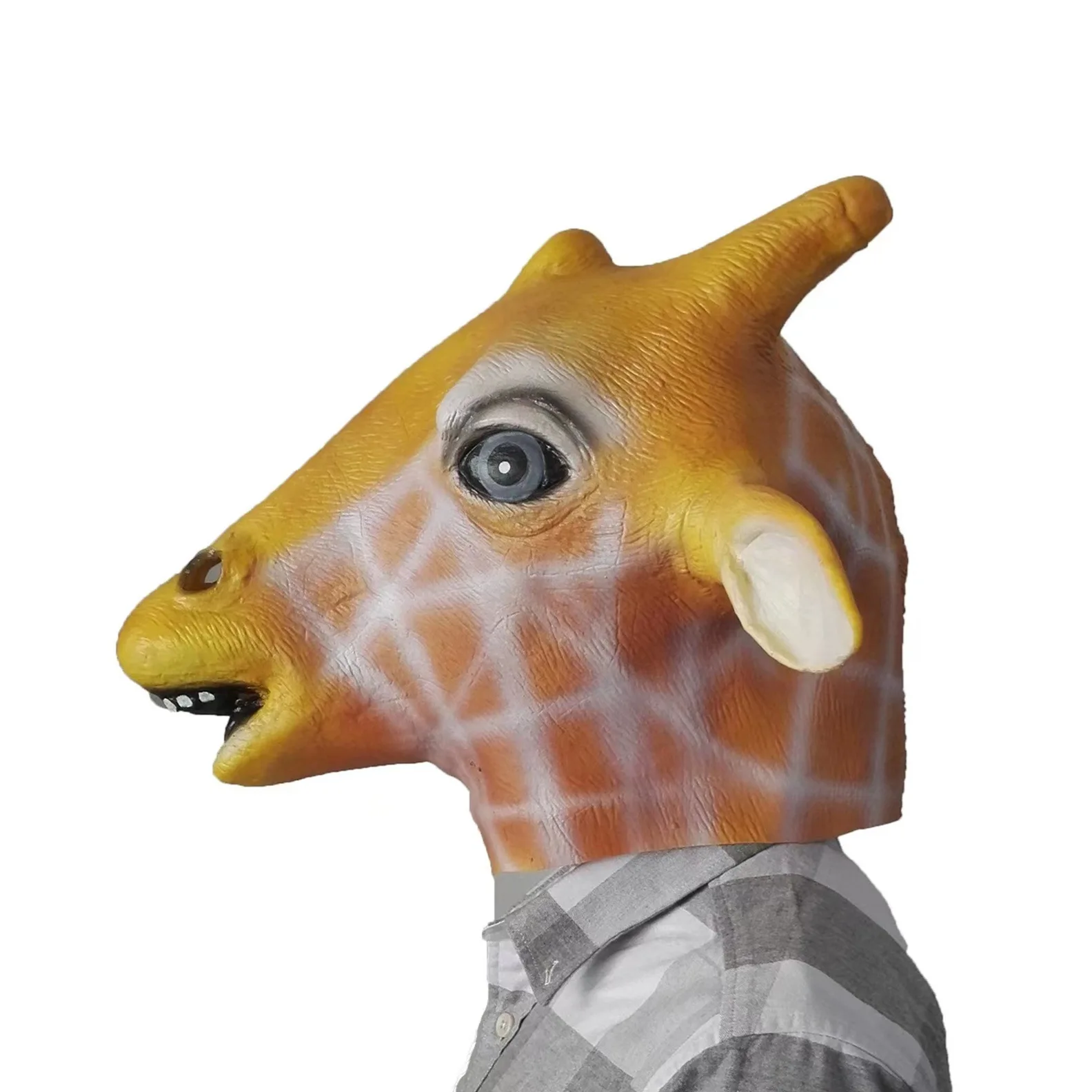 Realistische Giraffen-Vollkopf-Latexmaske Tier-Cosplay-Maske für Halloween, Karneval, Maskerade, Kostümparty, Kostüm-Requisiten – Detail 3