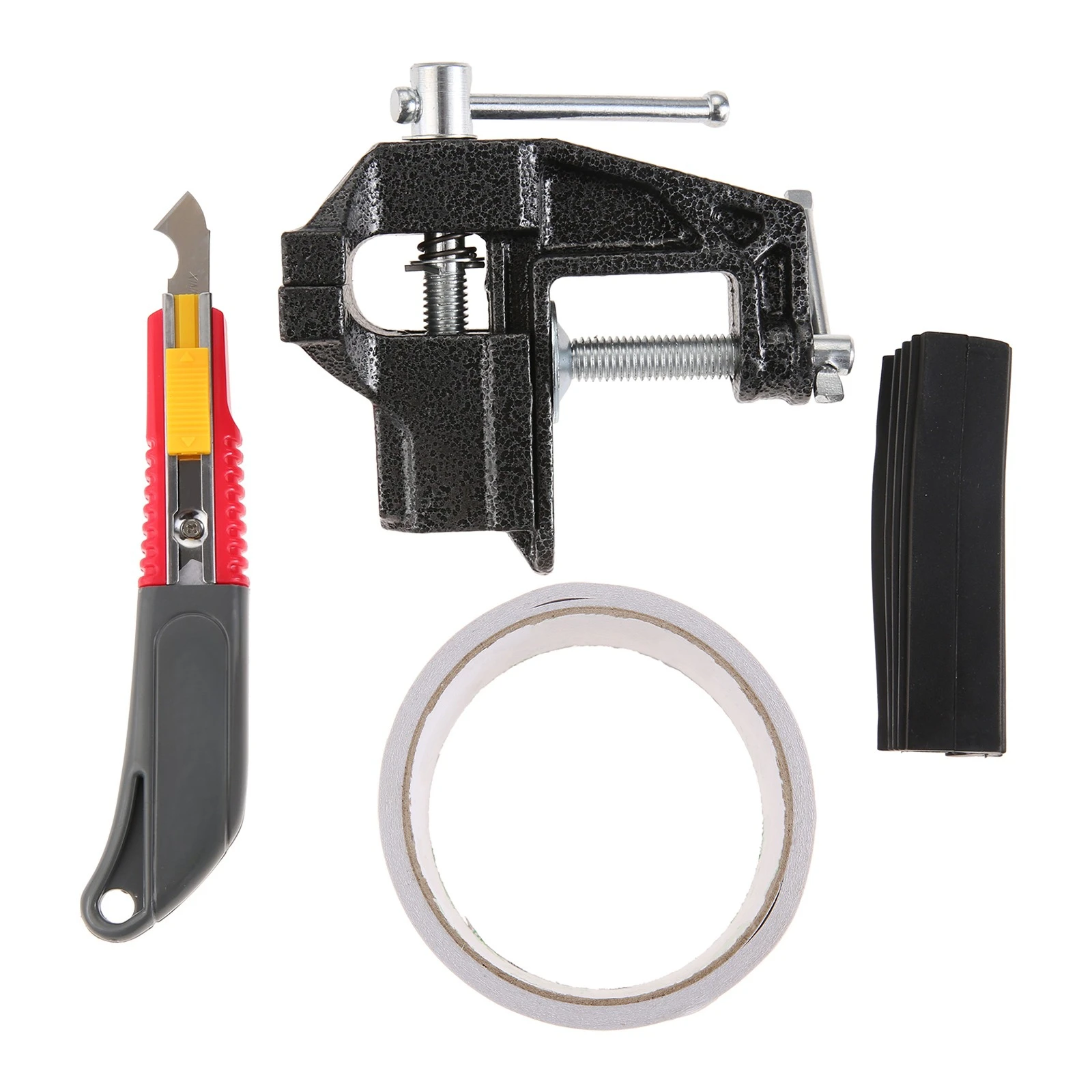 

4 шт., сменный инструмент для ремонта и установки ручки для гольфа, сверхмощные настольные тиски, резиновый зажим, двусторонняя лента, нож для удаления крючка