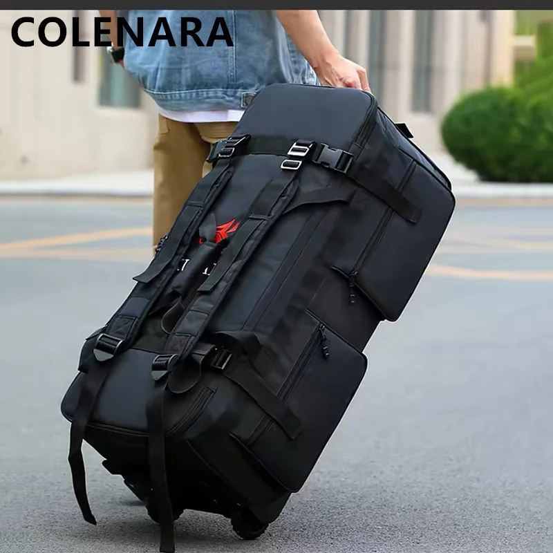 COLENARA New Oversized Travel Backpack Hand-held Folding Wheel Luggage Bag Outdoor Equipment Bag Multifunctional Tow Checked Bag