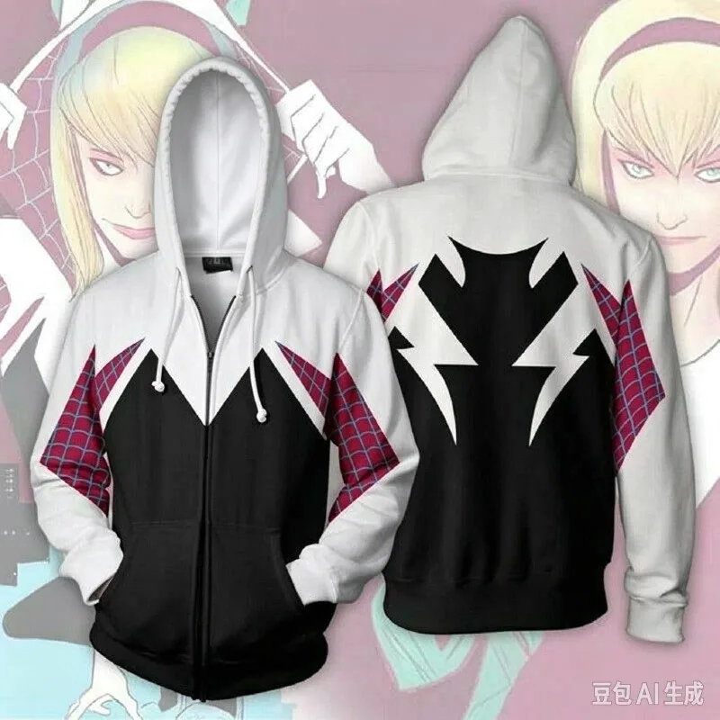 Family Matching Zip Up Hoodie Jacket Spiderweb Miles Gwen Venom 3D Print  Cosplay Hooded Sweatshirt Halloween Party Streetwear