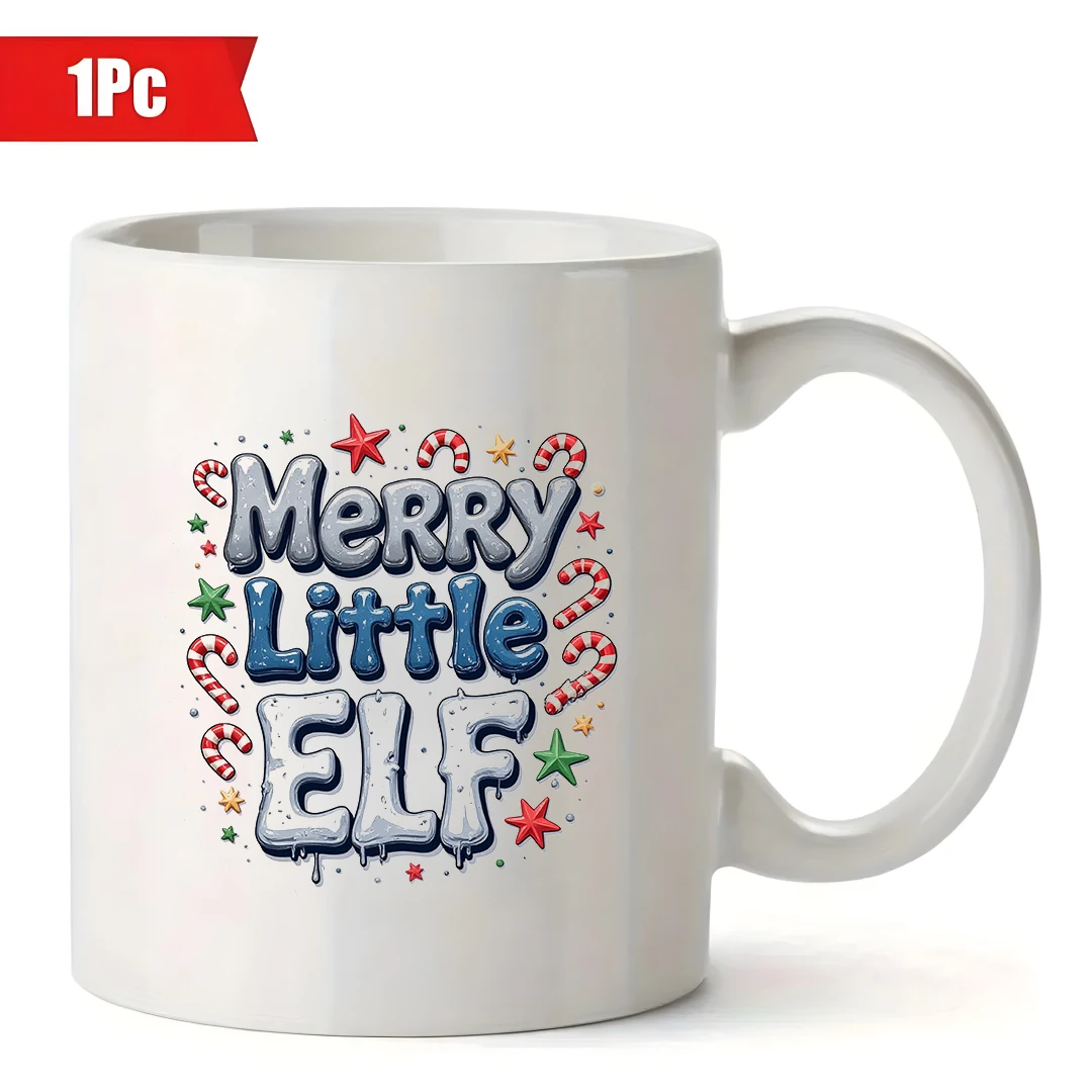 11온스 머그컵 + 눈의 요정 크리스마스 테마 컵 캔디 스틱 별 장식 크리스마스 선물 어린이 컵 가족 사무실 커피 머그컵