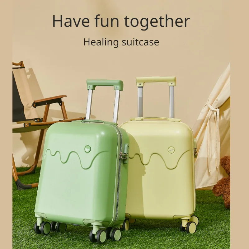 Maleta con ruedas para estudiantes, bonita maleta, caja combinada, maleta con ruedas universal, cubierta con ruedas para helado
