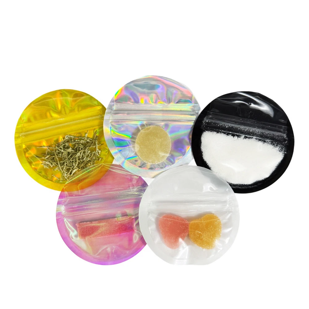0.5g 1g 2g Round Cartoon Mylar Bag Resealable Pouch Soft Touch Empty Zip Lock Package Storage Packaging for Candy