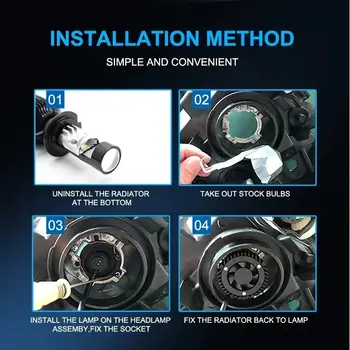 Y6 LED světlomety do auta H4 H7 Bi-LED projektor Dodatečná montáž objektivu rybí oko, vylepšení dálkových a potkávacích světel pro zakázkové osvětlení auta 8 nejlepší prodej Mini projektor LED H4 Y6 - №3